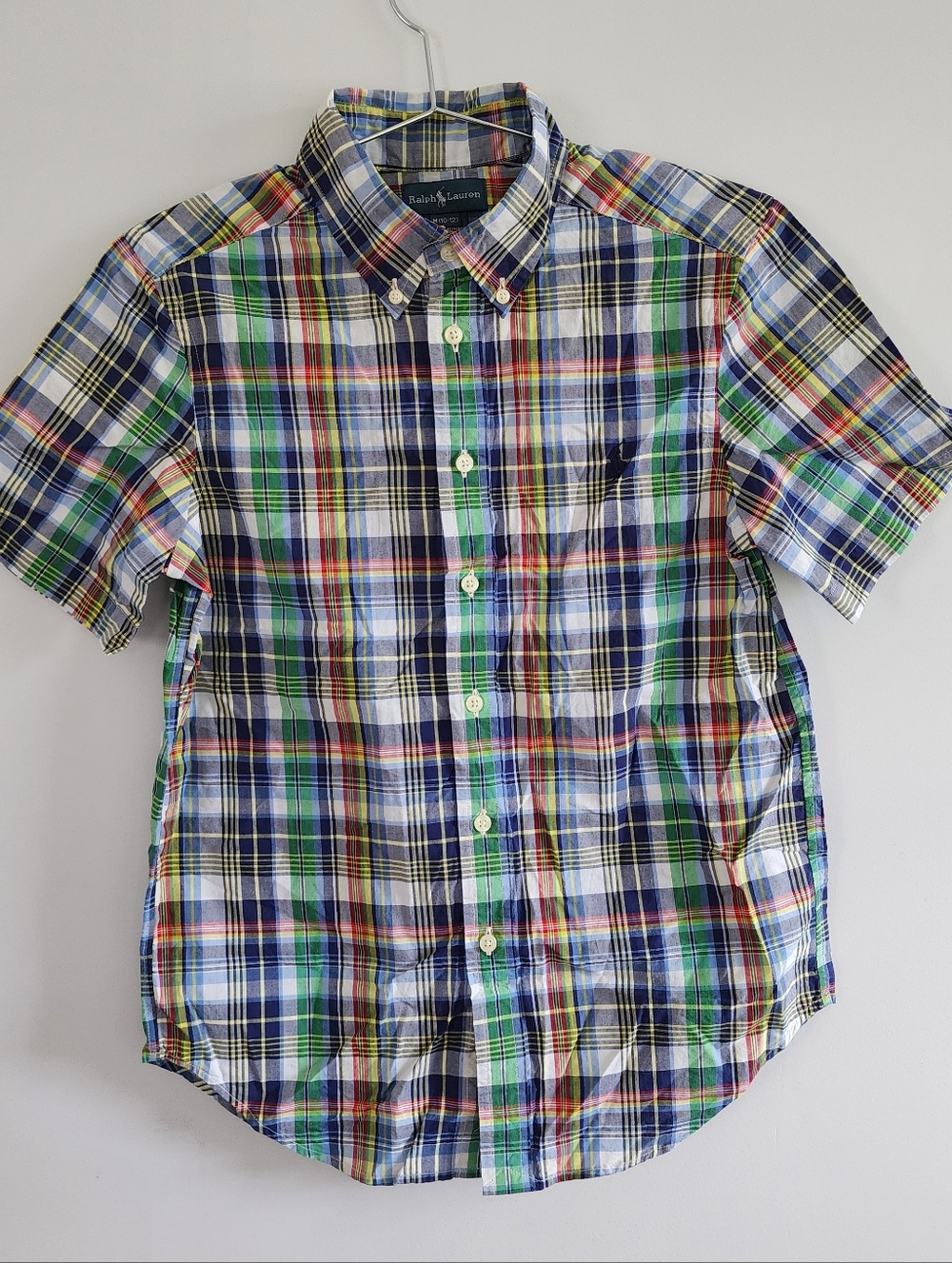 Ralph Lauren Plaid Button Down Boys Medium 10-12 Prep Academic Preppy Ivy League